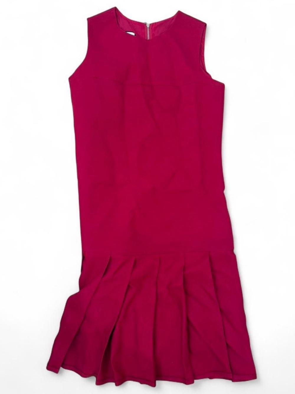 Gucci Fuchsia Sleeveless Pleated Hem Shift Dress Size 42 Made in Italy